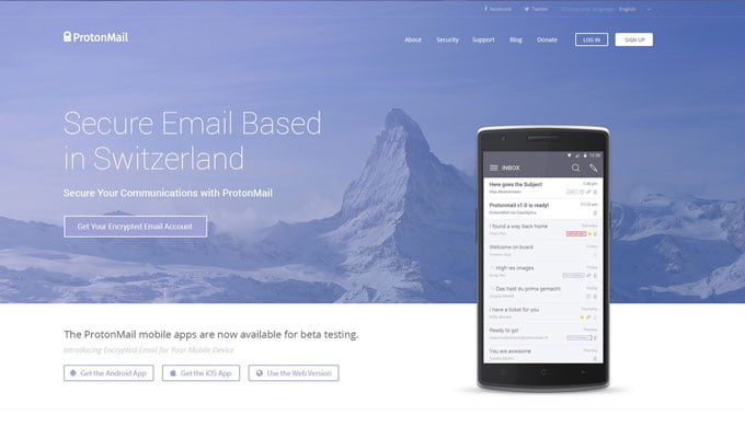 ProtonMail Home Page